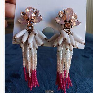 NWT Multicolor Studs and Beads Dangle Earrings- 3" Long